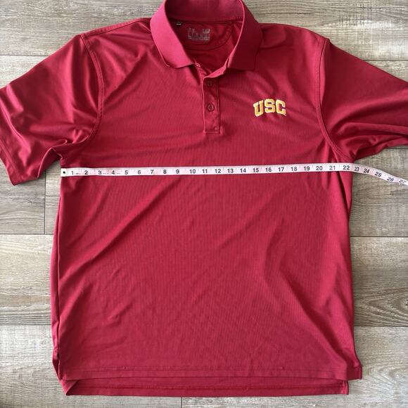 USC Under Armour Polo Shirt Mens Large Cardinal Red Trojans NCAA Football Golf - Picture 5 of 9